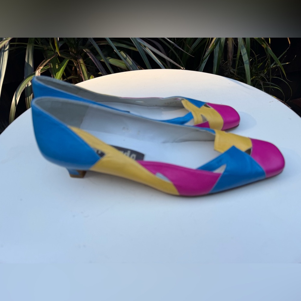 Vintage kitten heel pump shoes leather multicolor Sz 8M by Ingledew’s Grenada - Picture 11 of 11